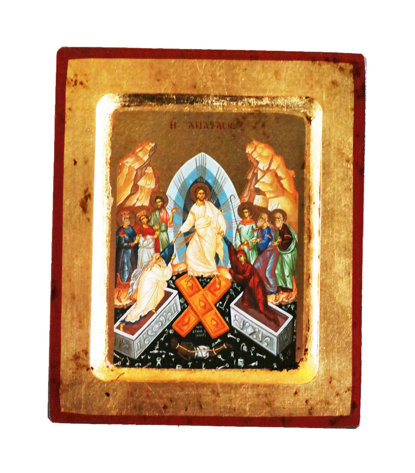 Greek Russian Orthodox Handmade Wooden Icon Resurrection of Christ 12.5x10cm