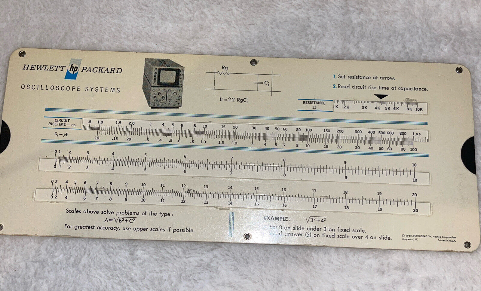 HP - Hewlett Packard Oscilloscope Measurement Error Calculator Slide Rule © 1968