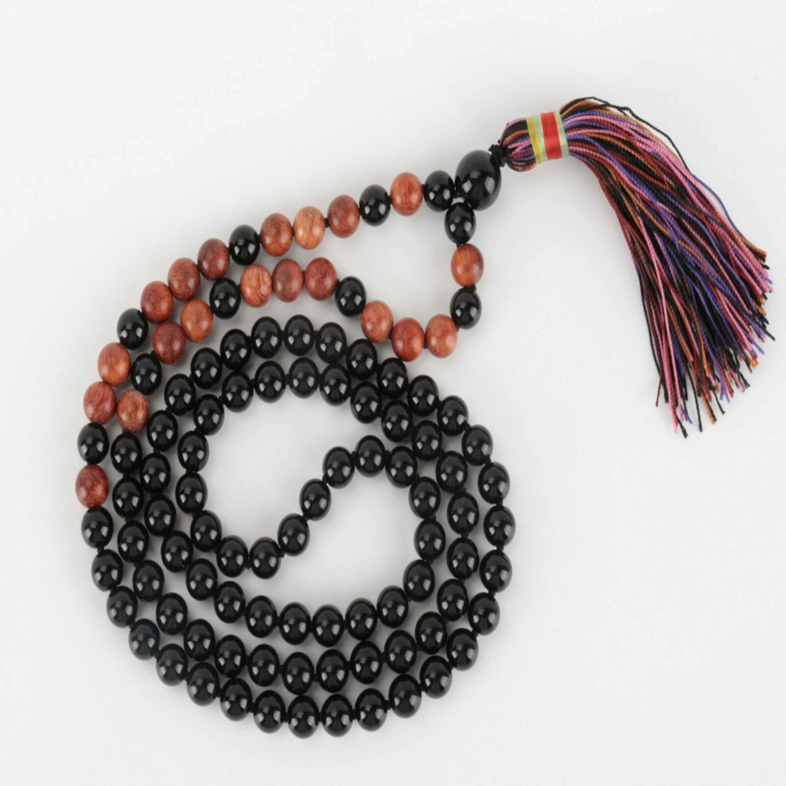 6mm 108 knot Natural black agate Sandalwood beads bracelet gift Dark Matter