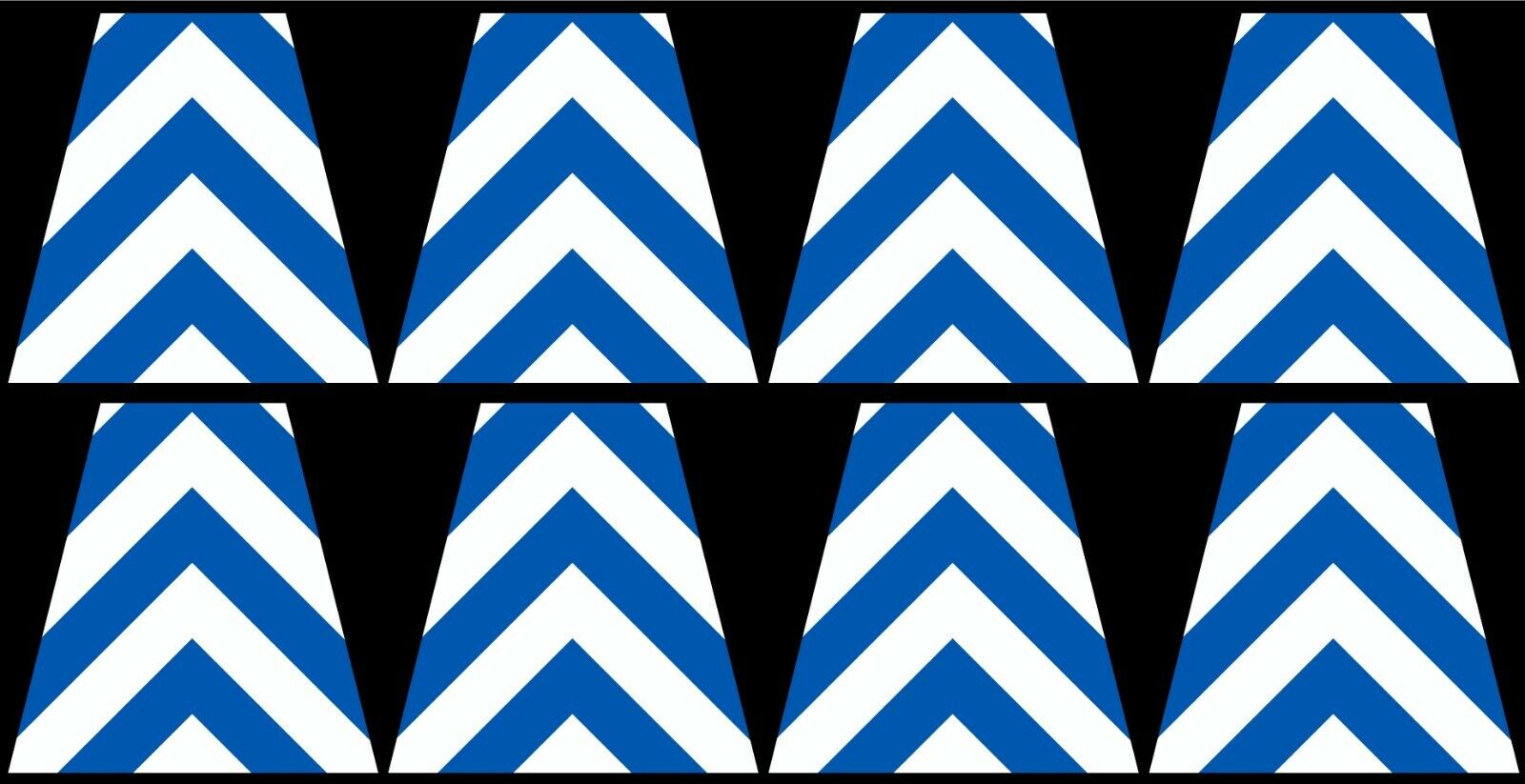 8 Fully Reflective Blue and White Chevron Fire Helmet Tetrahedrons Tet Trapezoid