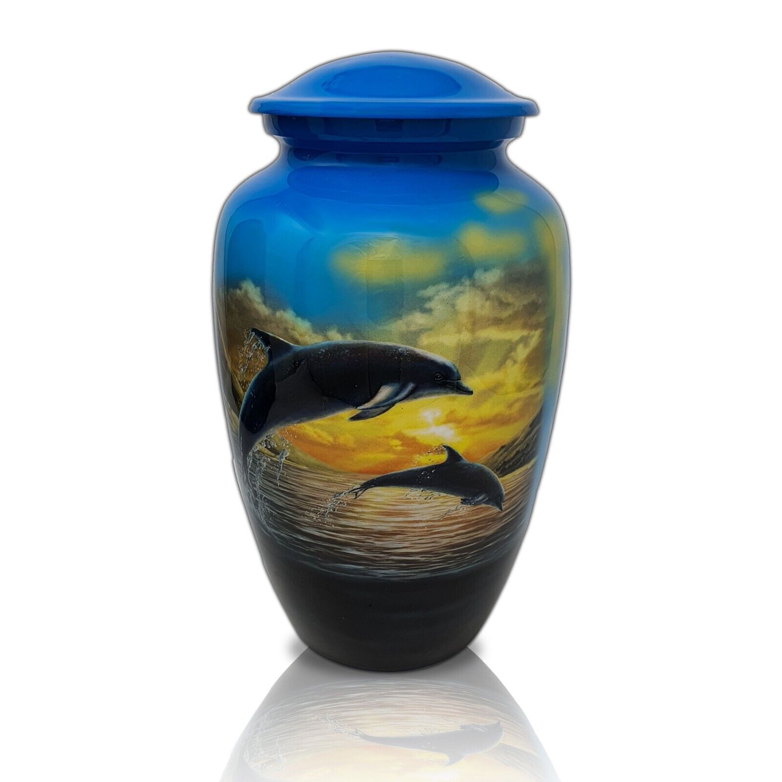 Precious Handicraft Urn Dolphins Cremation Urn, Ashes Urn for Adult Human decor