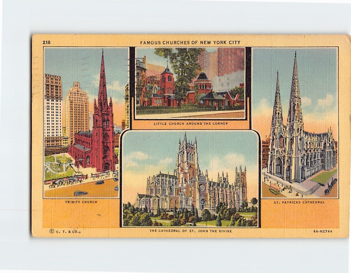 Postcard Famous Churches of New York City USA