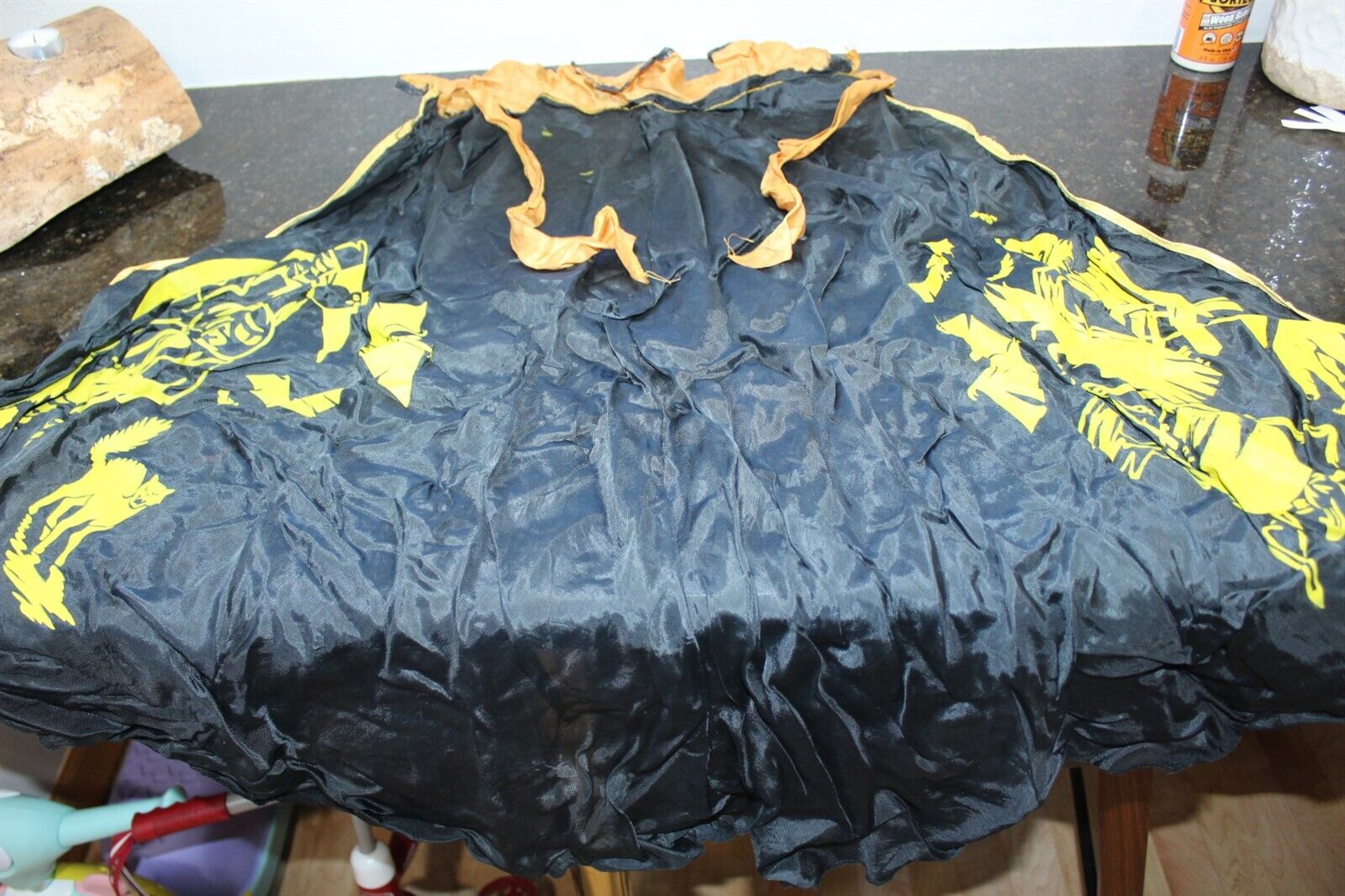 Vintage Halloween Cape With Screen Print Witch Collectible As Is Parts Repair