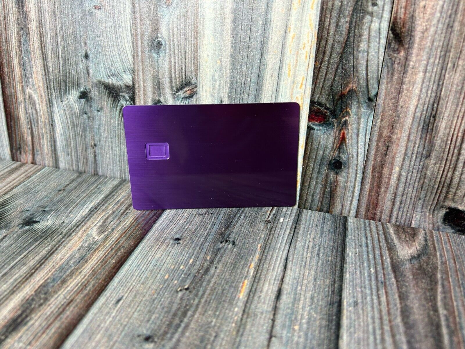 BRUSHED PURPLE Credit Card Blank w/ Chip Slot Mag Strip Black