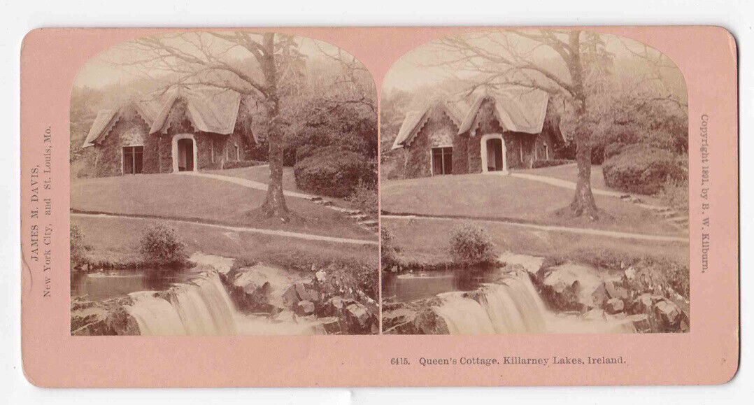 Antique 1891 Queen Victoria\'s Cottage, Killarney Lakes, Ireland Stereo Card P267