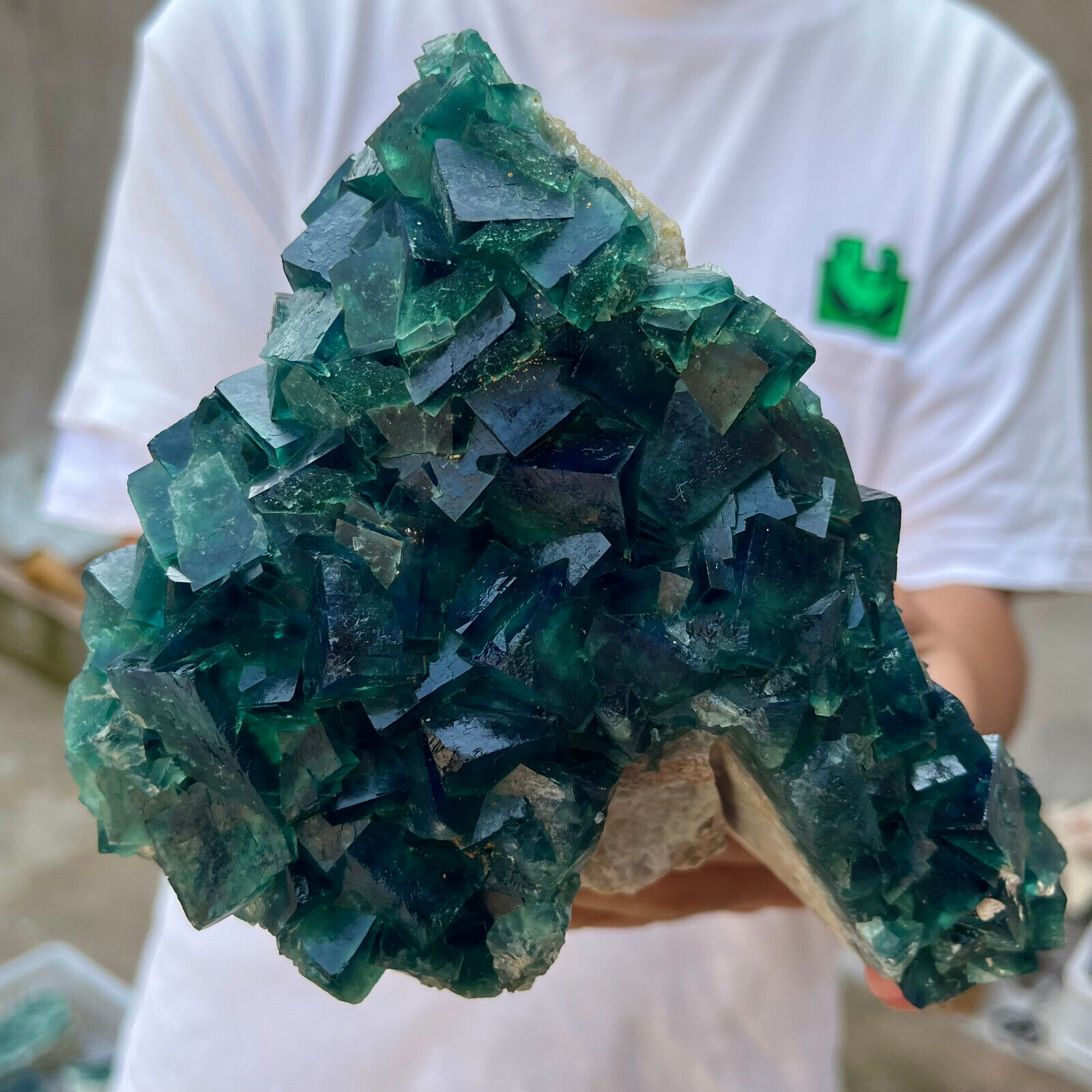 5lb Rare Natural transparent green cubic fluorite mineral crystal sample