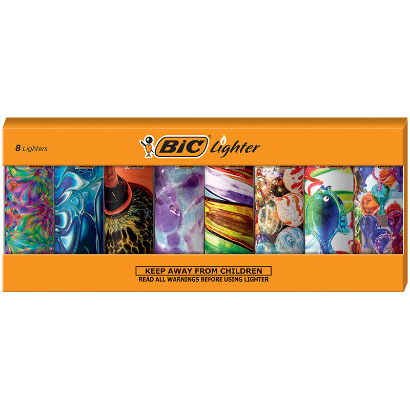 BIC Special Edition Blown Glass Series Lighters, Set of 8 Lighters