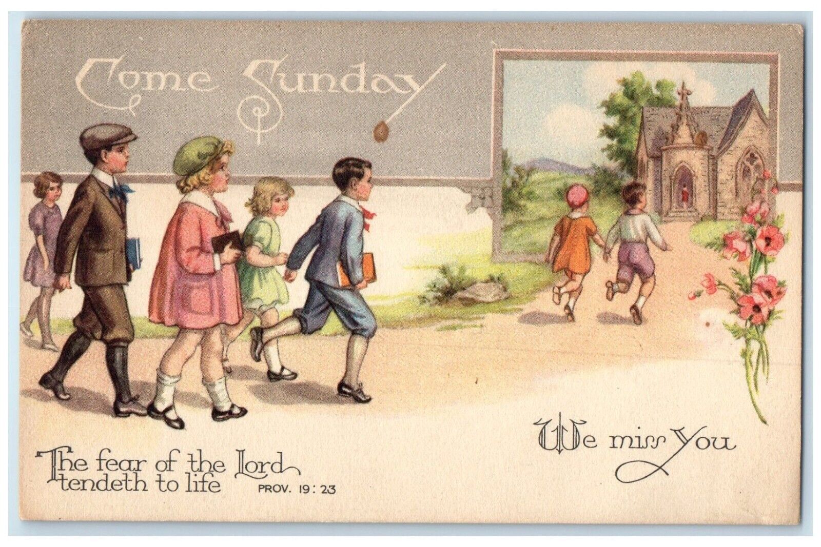 1939 Sunday School Children Church Carbondale Pennsylvania PA Vintage Postcard