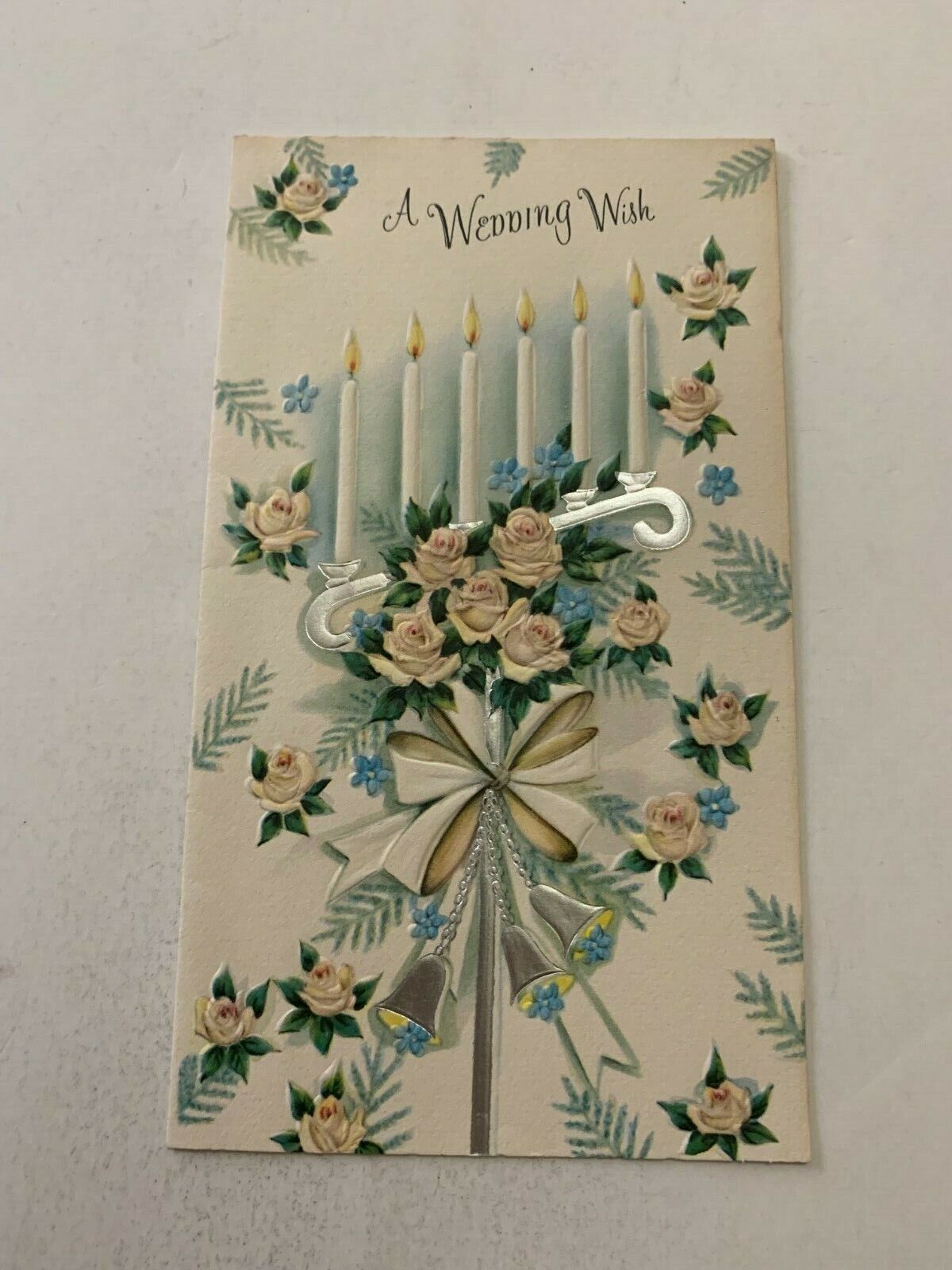 Vintage 1950's Greetings Inc Wedding Greeting Card Candles