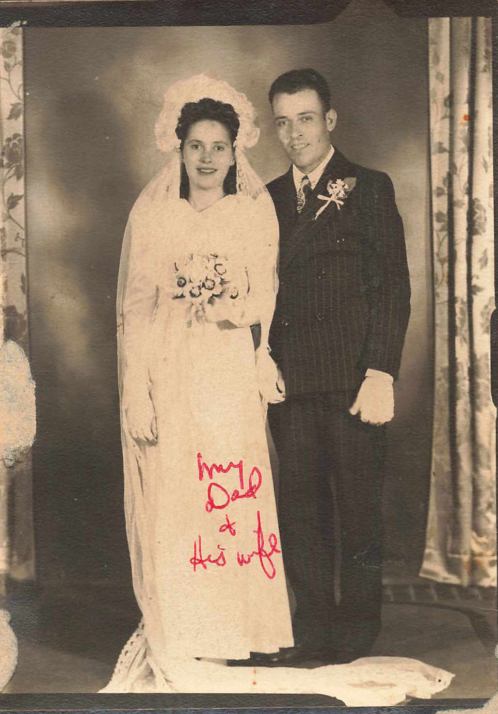 Late 40s Early 50s Latin Couple Wedding Arcade Studio Type Photo Wife Chicano LA