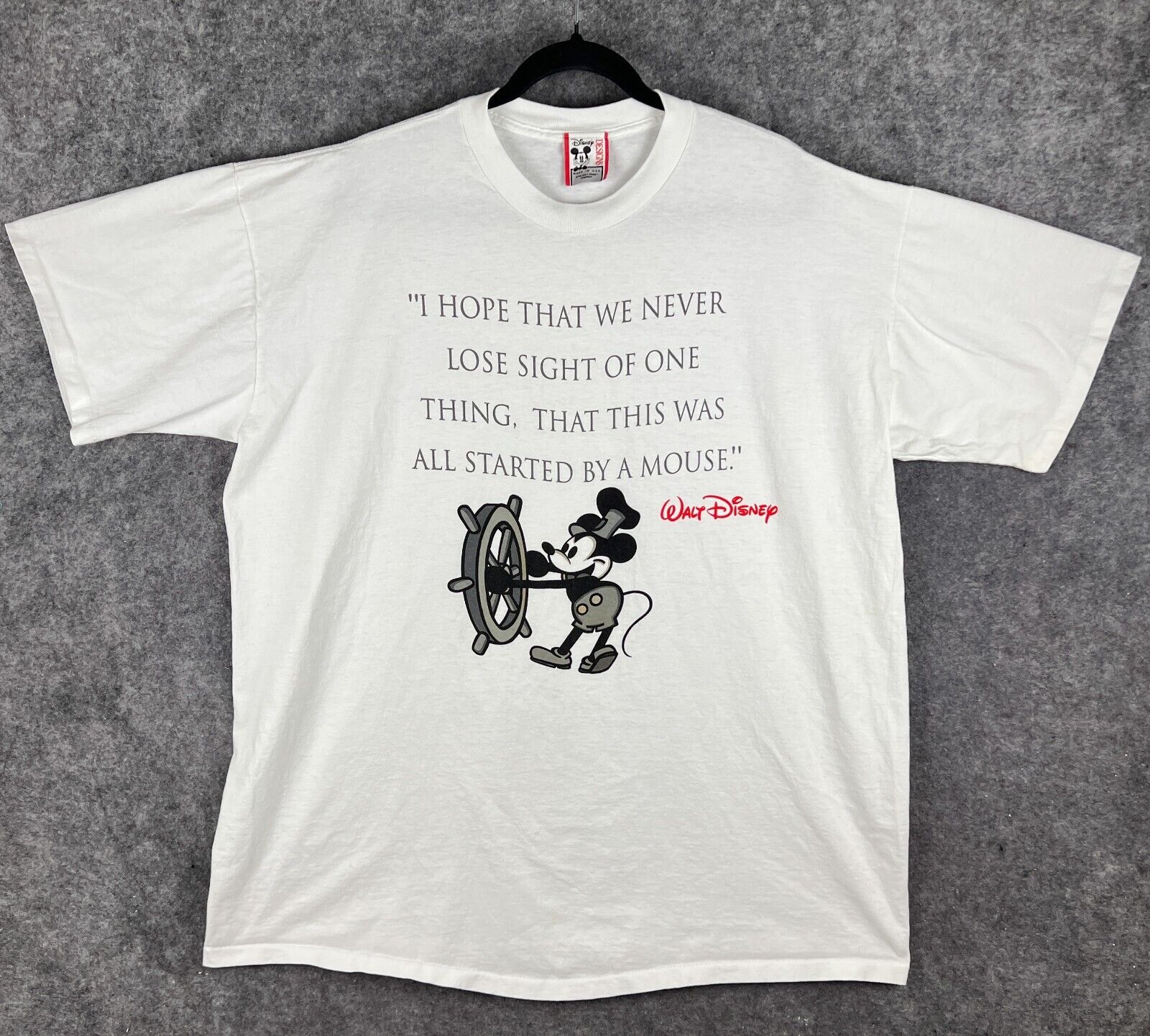 Vintage Disney Shirt Mens 3XL White Steamboat Mickey Animation Short Sleeve