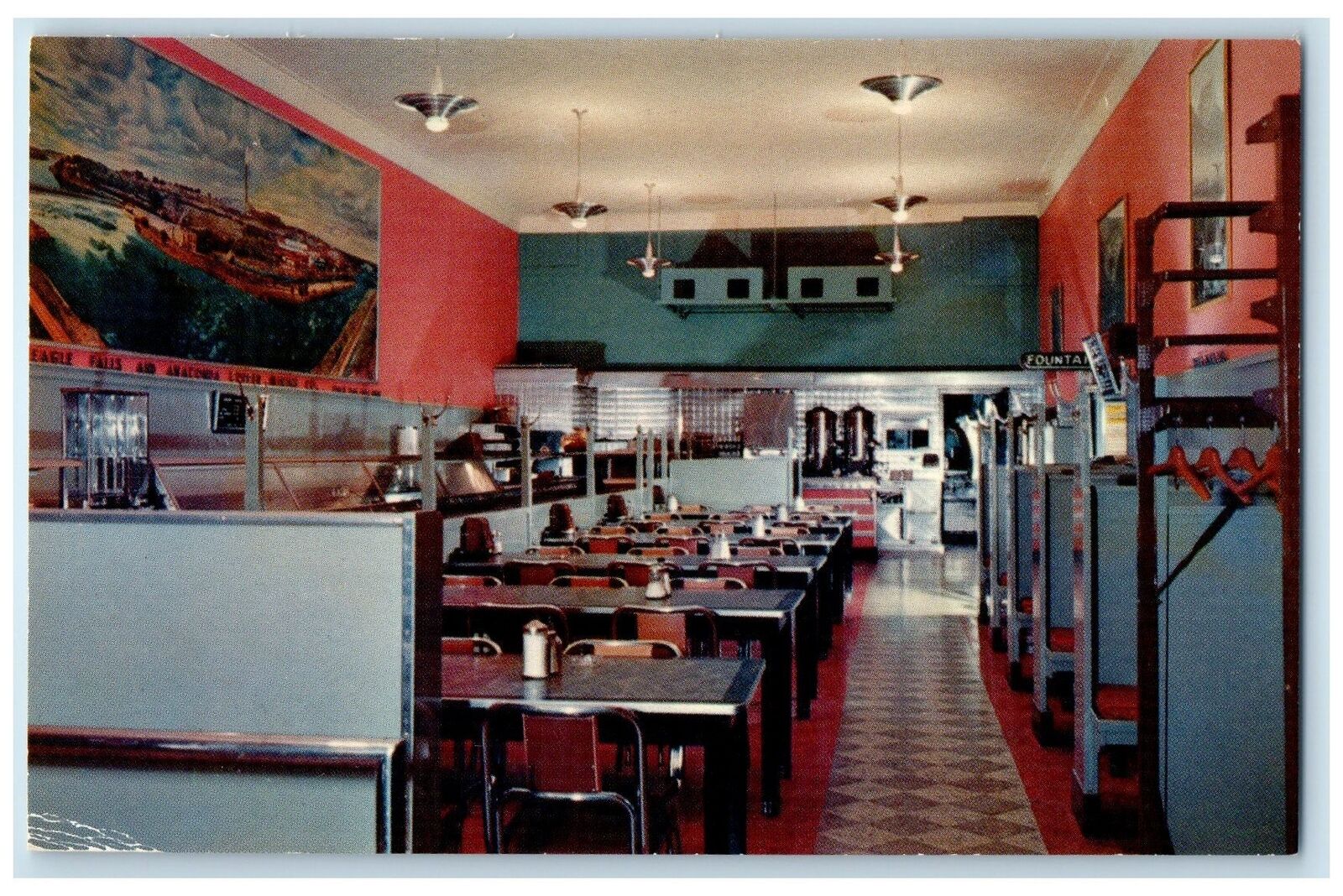 c1960\'s Club Cafeteria Dining Interior Great Falls Montana MT Unposted Postcard