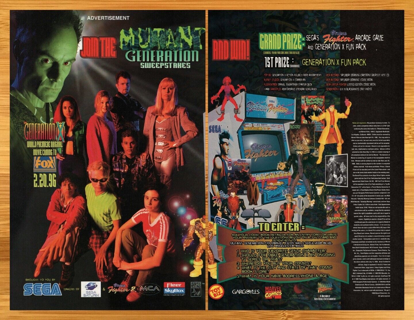 1996 Generation X TV Movie/Action Figures Print Ad/Poster Marvel Promo Art 90s