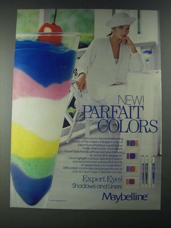 1987 Maybelline Expert Eyes Shadows and Liners Ad - Parfait Colors
