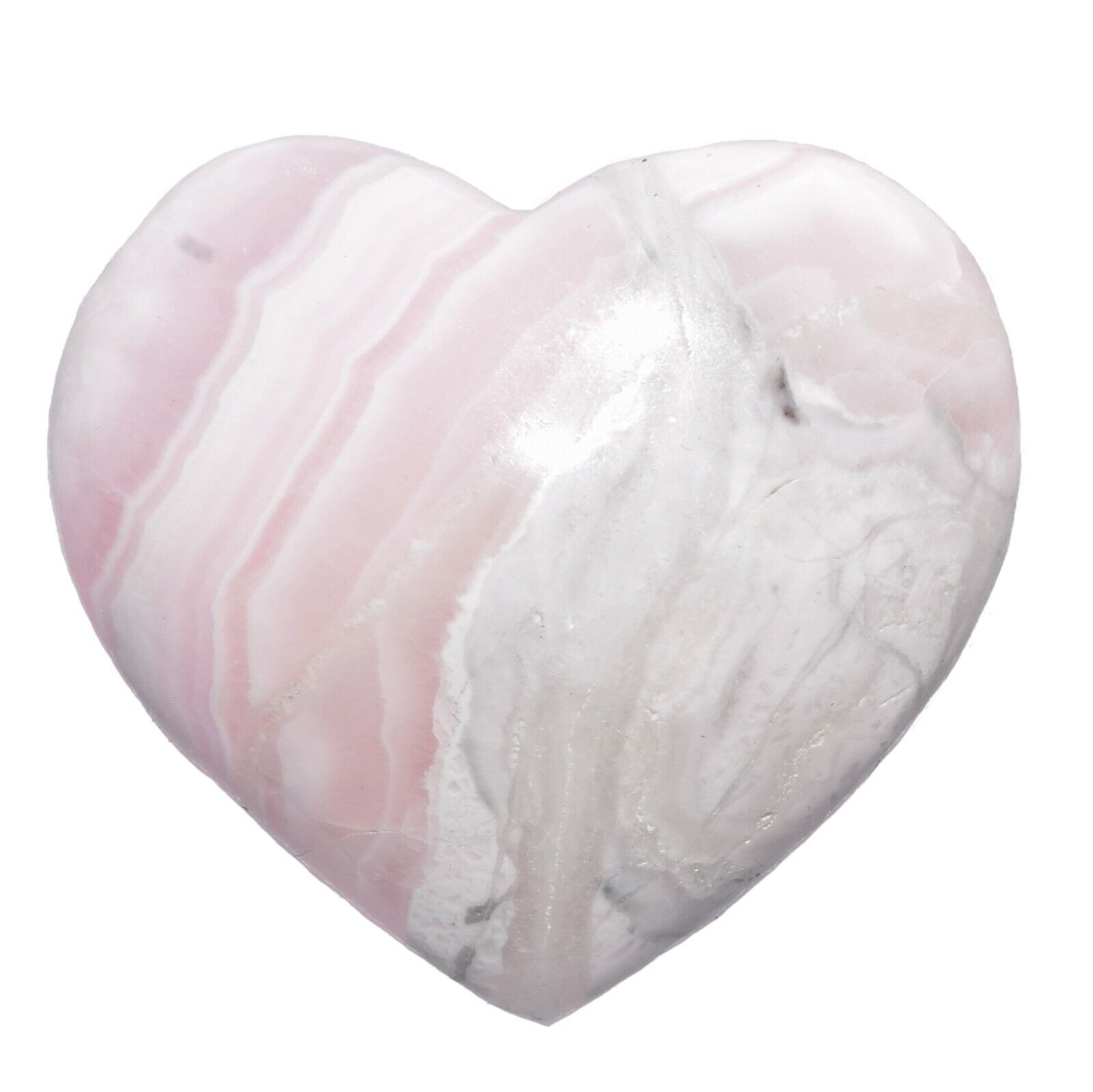 Charged Fluorescent Pink Mangano Calcite Crystal Puffy Heart / Palm Stone PERU