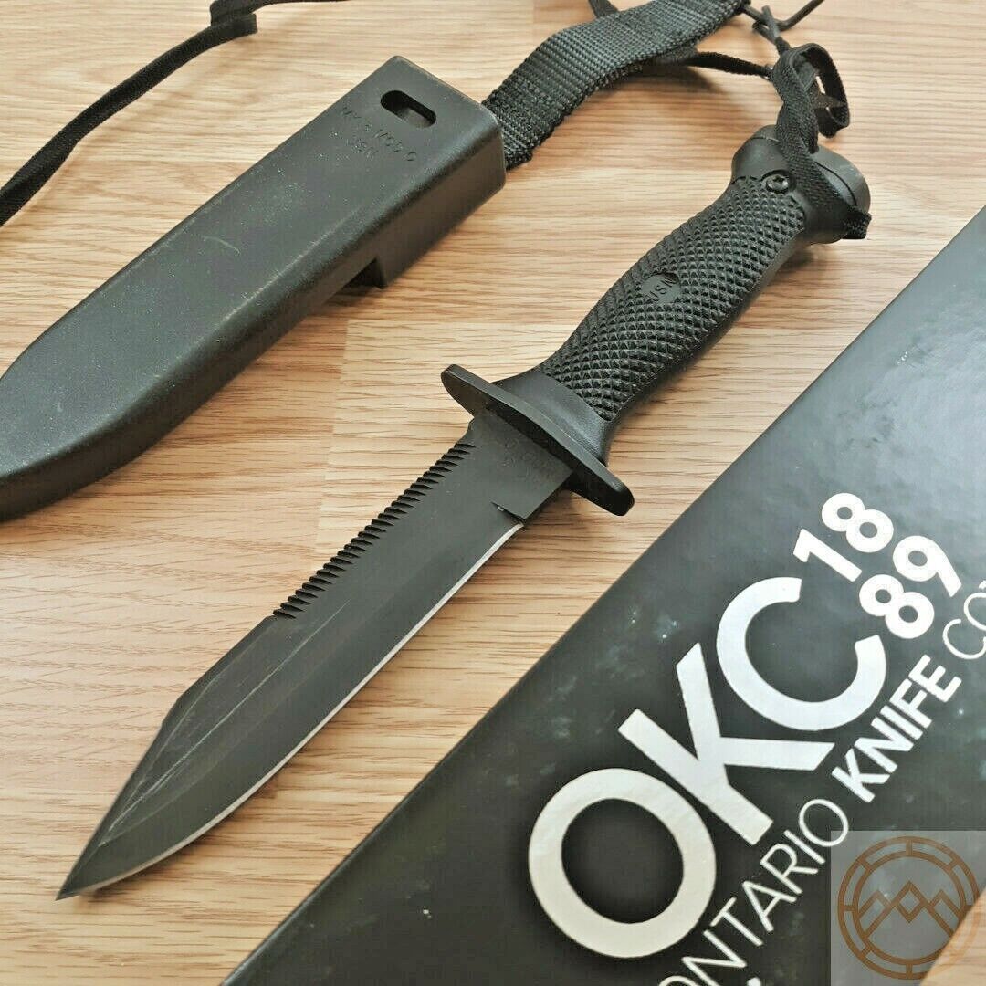 Ontario Mark 3 Navy Fixed Knife 6.5 Stainless Steel Blade Black Synthetic Handle
