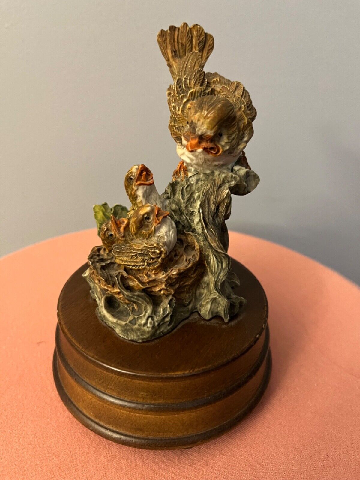  enesco bird figurine music box \