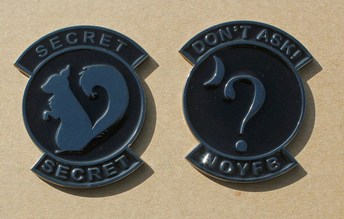 2 Pieces -USAF Don\'t Ask Secret Squirrel NOYFB Challenge Coin