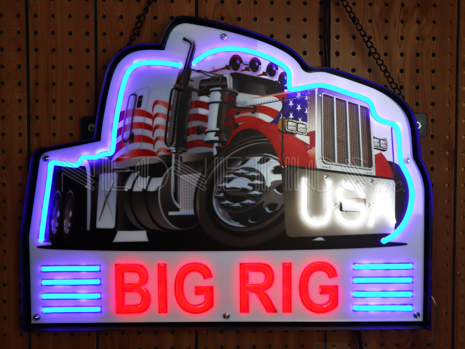 Big Rig LED sign steel Case Semi Truck Racing 18 Wheeler Wall Lamp Trucker Neon