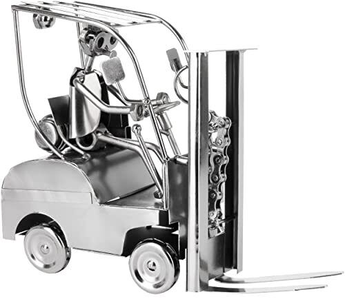 Nuts and Bolts Sculpture Forklift - Forklift Driver Silver Iron Metal Man - B...
