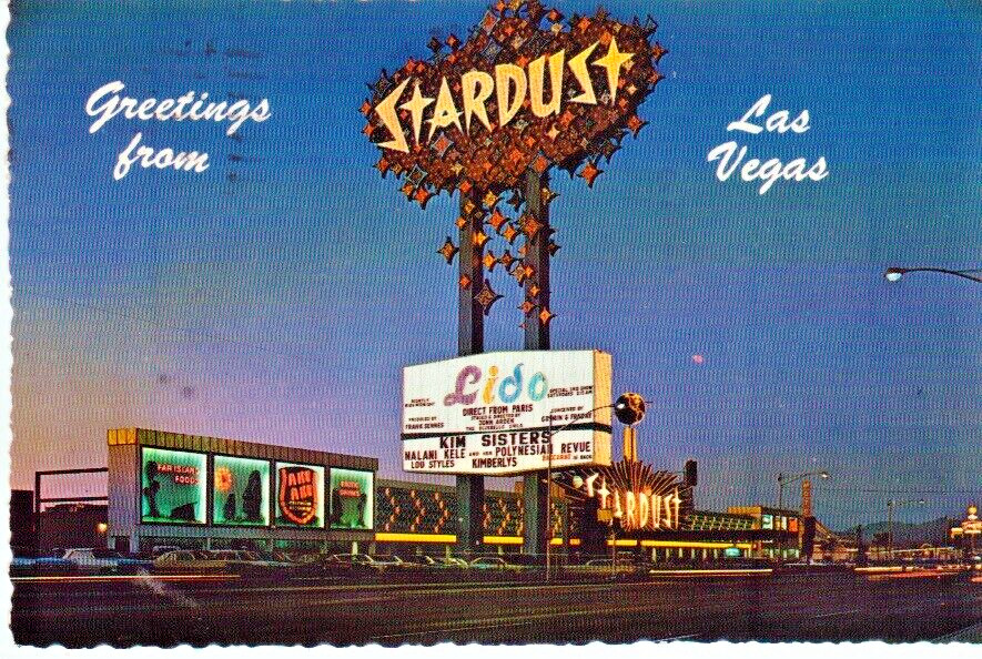 Greetings from Las Vegas, STARDUST HOTEL,4x6 Chrome Postcard Posted