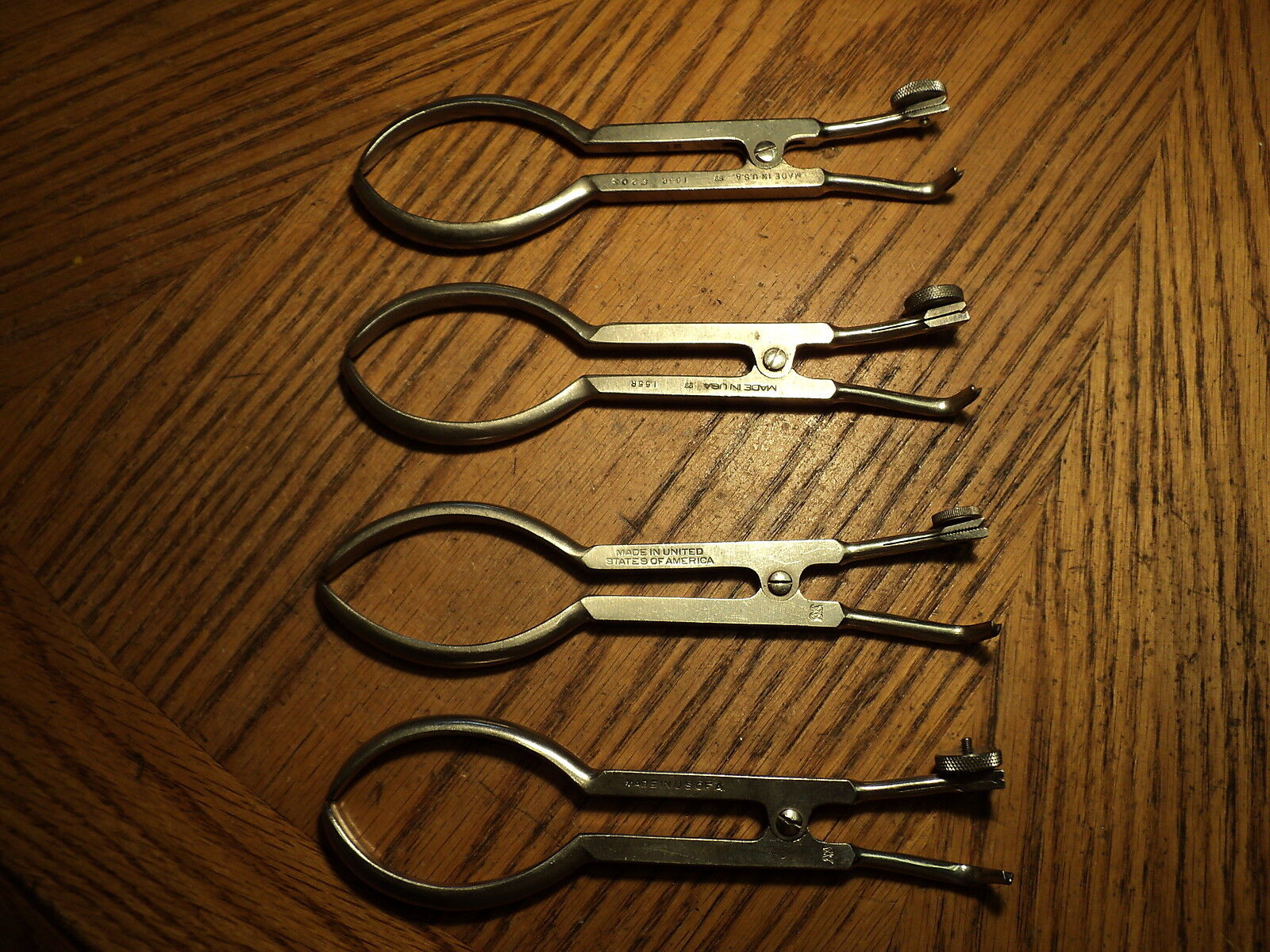 Vintage White Rubber Dam Clamp Forcepts Orthodontic Tool No. 155R 3 Designs 4 pc