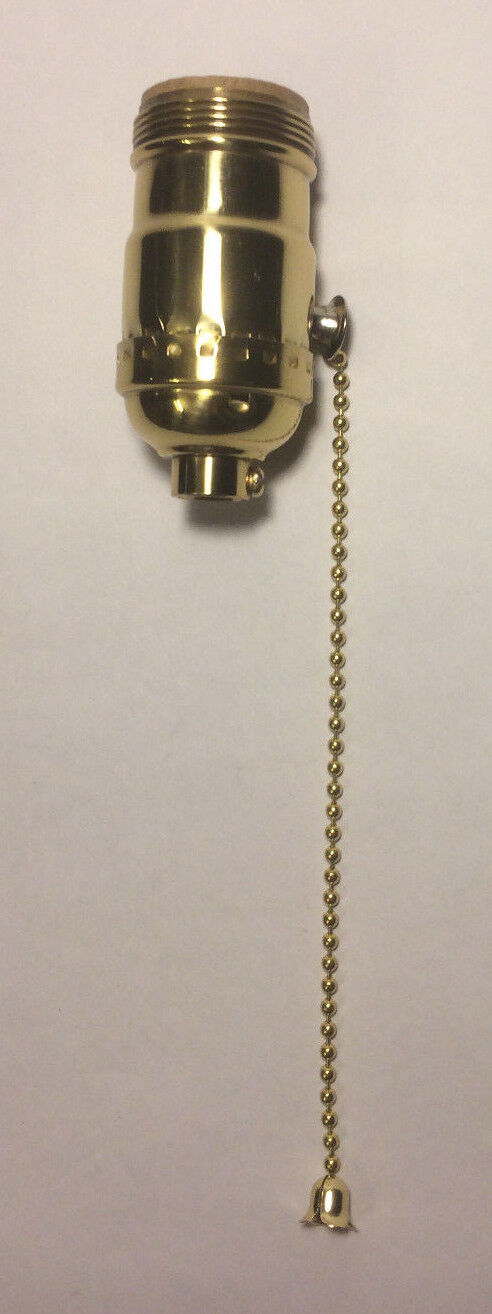 New On/Off Solid Brass Uno Pull Chain Lamp Socket Early Electric Style #SO285