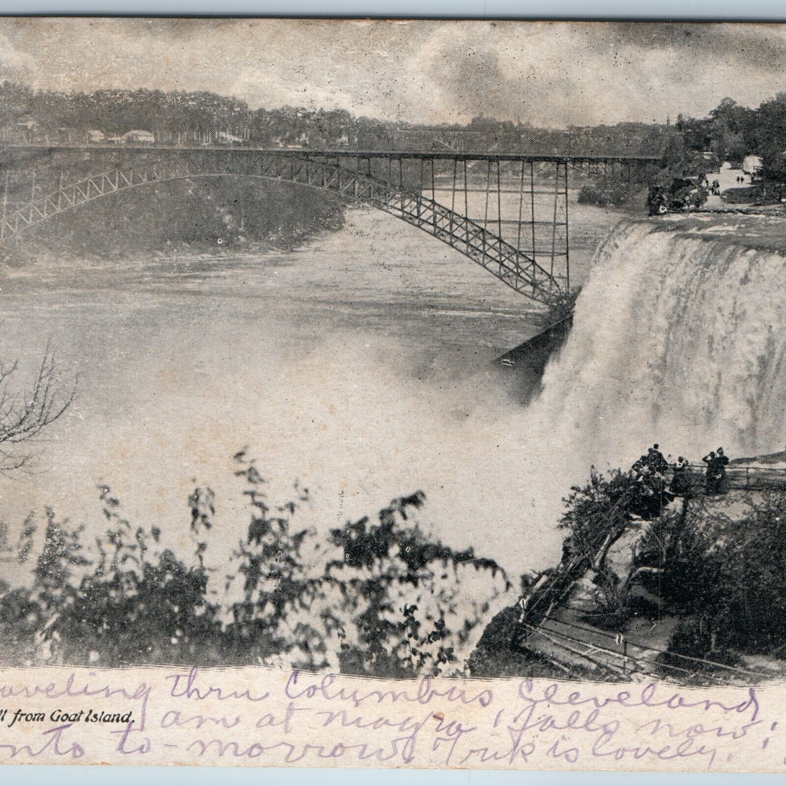 c1900s UDB Niagara Falls, NY American Fall from Goat Island Bridge Postcard A196