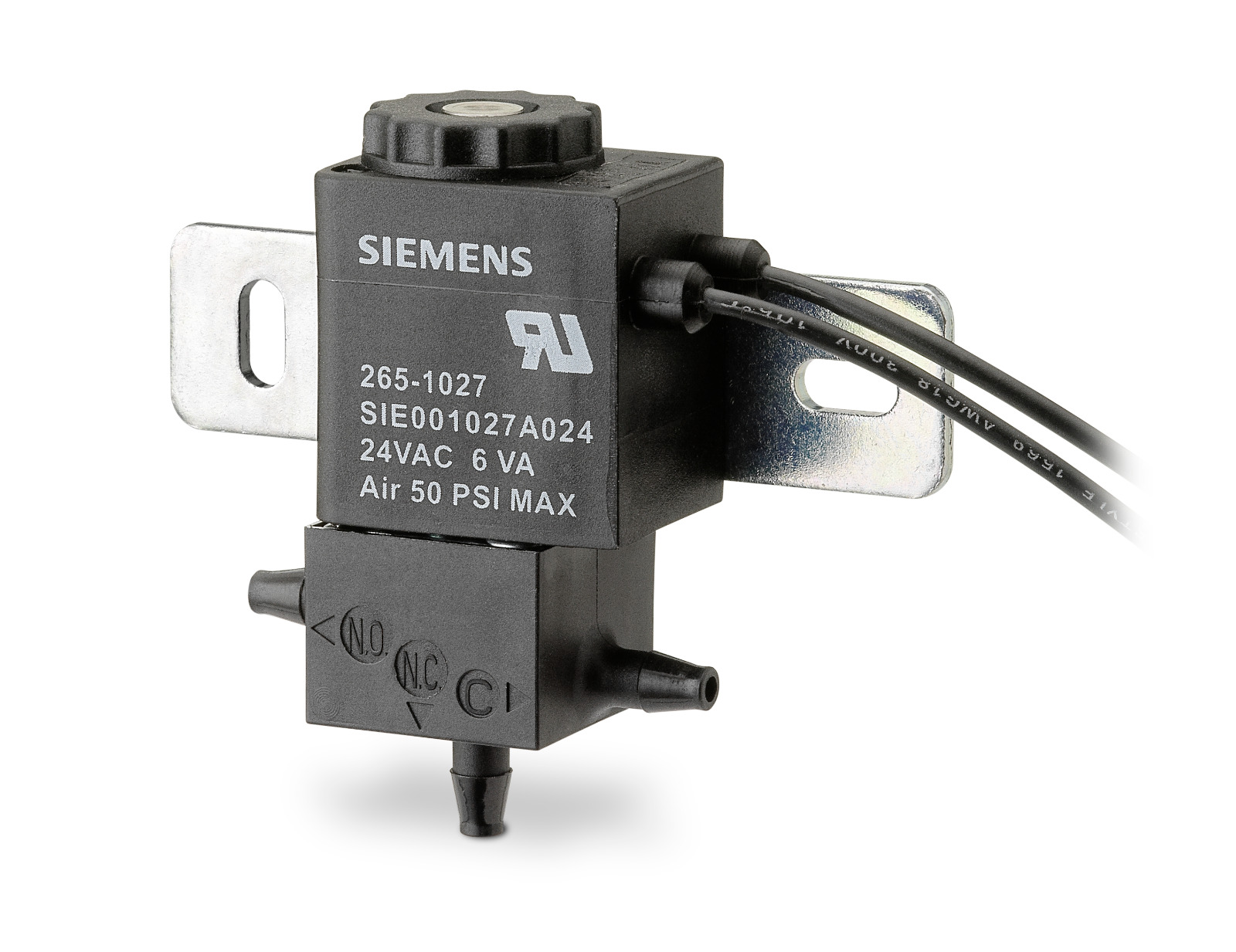 SIEMENS 265-1027 Solenoid Air Valve, 24VAC, 3 Way Open Frame Electro-Pneumatic