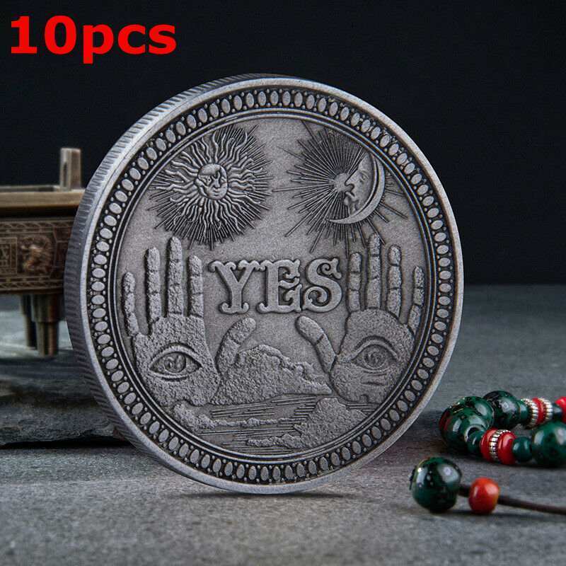 10pc Yes/No Ouija Gothic Prediction Decision Coin All Seeing Eye or Death Angel