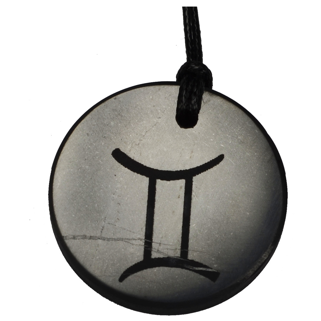 Shungite Emf Protection Necklace EMF Jewelry Pendant Zodiac Gemini Symbol