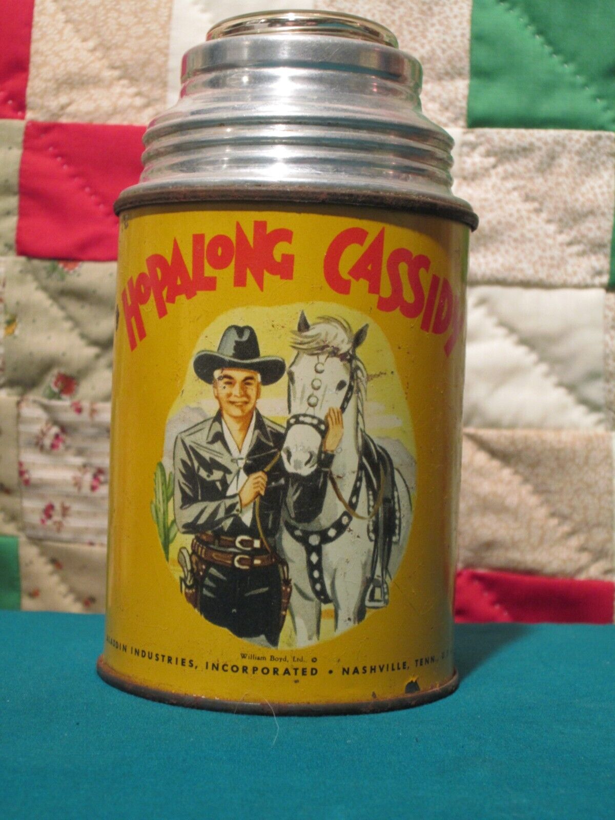 Vtg 1950s Aladdin metal Hopalong Cassidy Thermos from lunch box no cap or cork