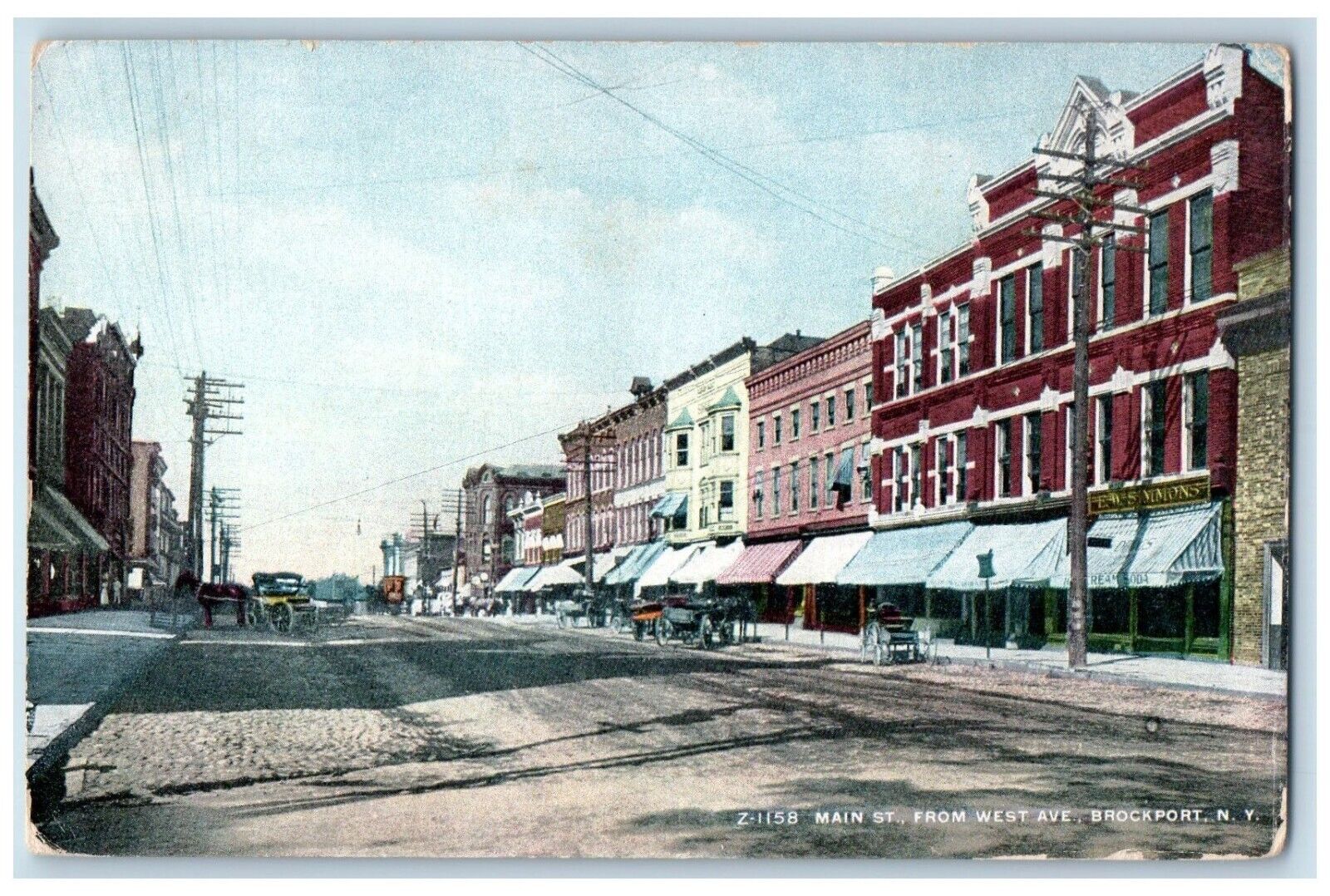 c1910 Main St. From West Ave Street Brockport New York Vintage Antique Postcard