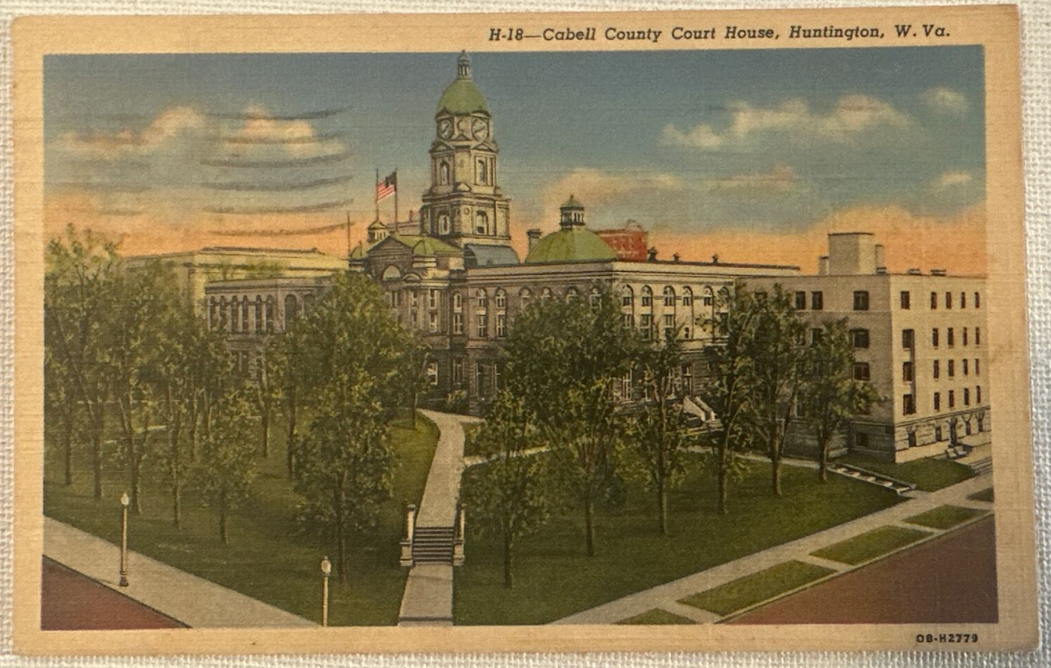 Vintage 1942 Cabell County Courthouse Huntington West Virginia Postcard Posted