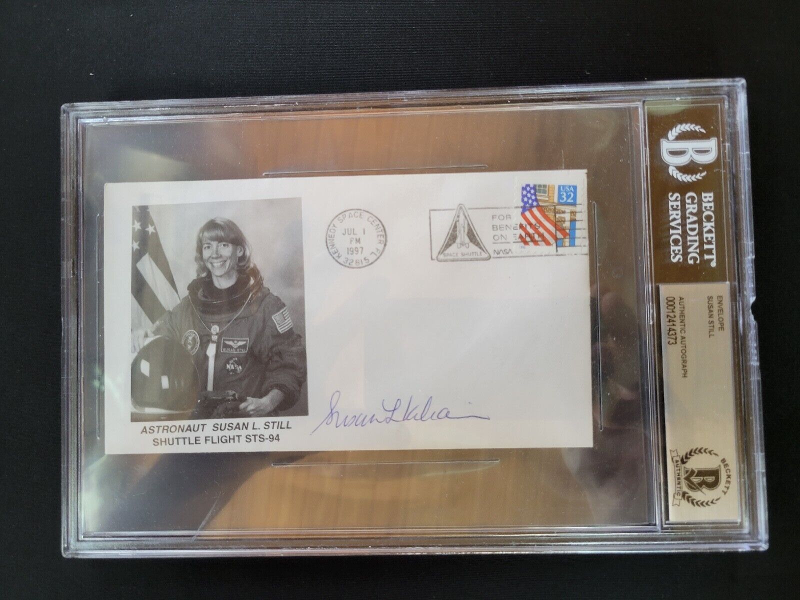 SUSAN STILL astronaut signed NASA STS-94 Postal Cover w/ Picture BECKETT SLABBED