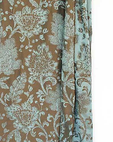 Green & Bronze Fabric 100% Silk Damask Jacquard Drapery Fabric