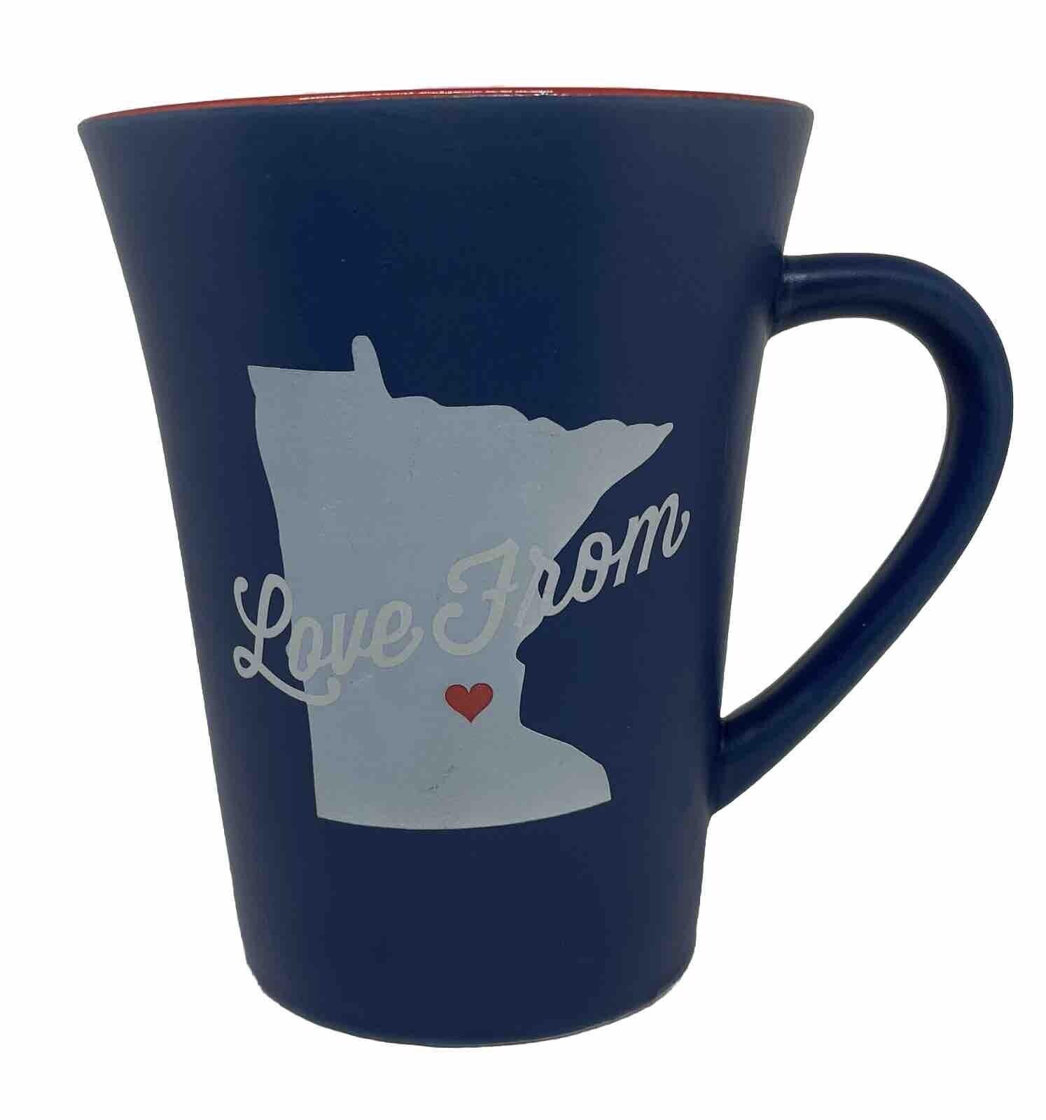 MINNESOTA COFFEE MUG WITH HEART IN THE BOTTOM OF THE CUP BLUE 12 OZ