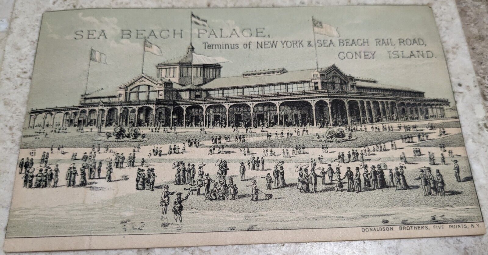 *RARE* 1888 VICTORIAN TRADE CARD SEA BEACH PALACE RAILROAD CONEY ISLAND, NY