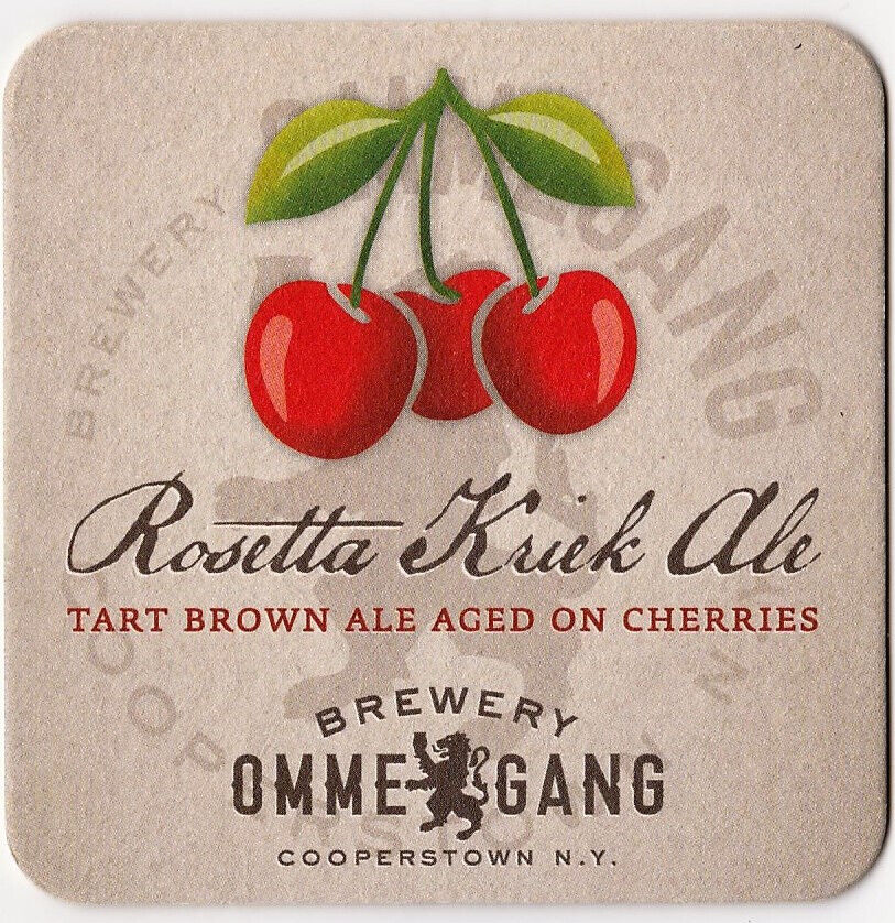 Brewery Ommegang Rosetta Kriek Ale Beer Coaster Cooperstown NY