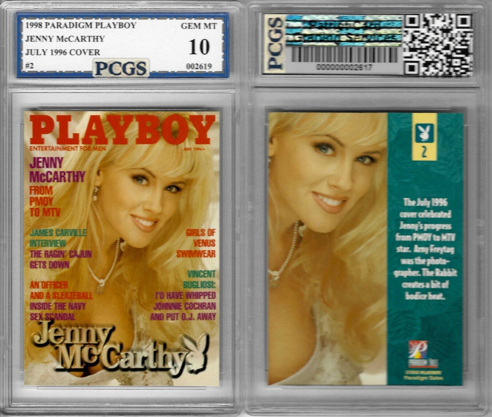 1998 Playboy Jenny McCarthy July 1996 Cover Card Graded FCGS 10 GEM MINT