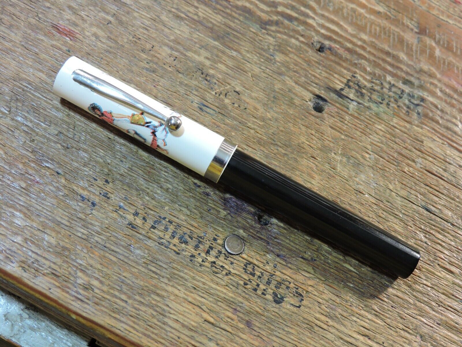 Vintage Black NORMAN ROCKWELL Kaleidoscope SHEAFFER No-Nonsense Ballpoint Pen
