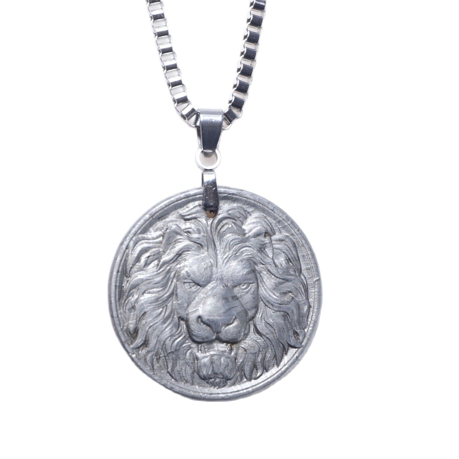 Muonionalusta meteorite Necklace pendant Lion carving pattern, gift