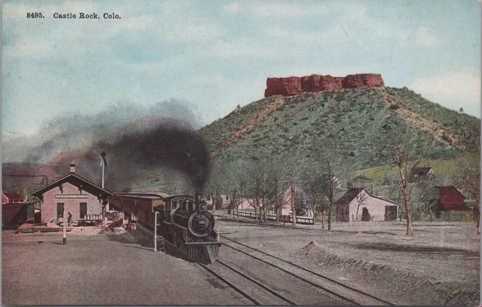 Postcard Castle Rock CO Colorado Railroad 