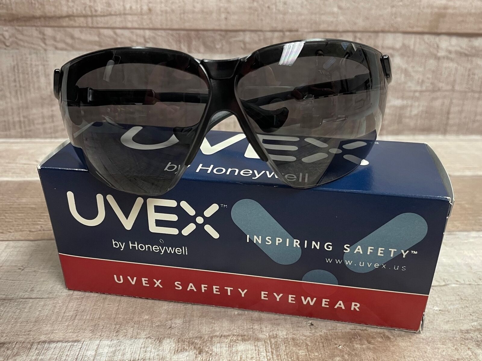 Uvex XC Genesis Safety Glasses W/ Black Frame & Gray Lens - S3301D - New