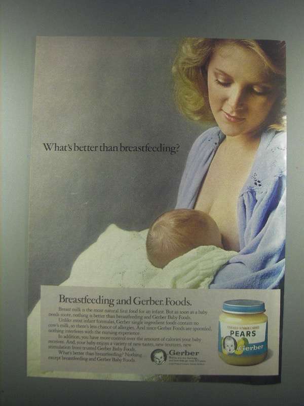 1985 Gerber Baby Food Ad - Better Than Breastfeeding