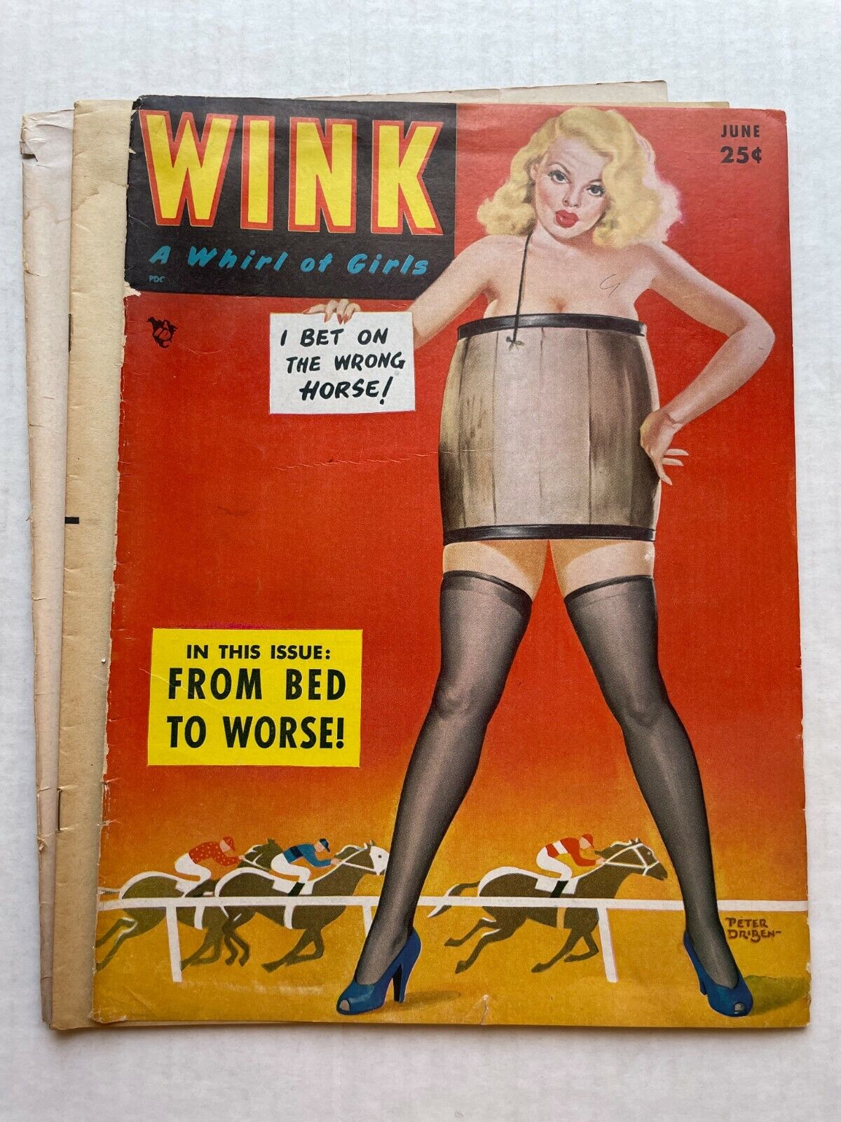 Complete June 1952 Wink Men's Magazine Cover Pinup Girl by Peter Driben