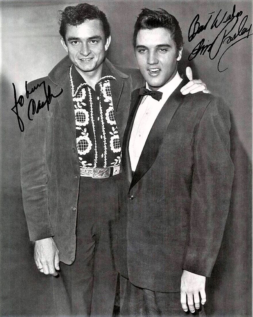 Elvis Presley and Johnny Cash 8.5x11 Signed Photo Reprint