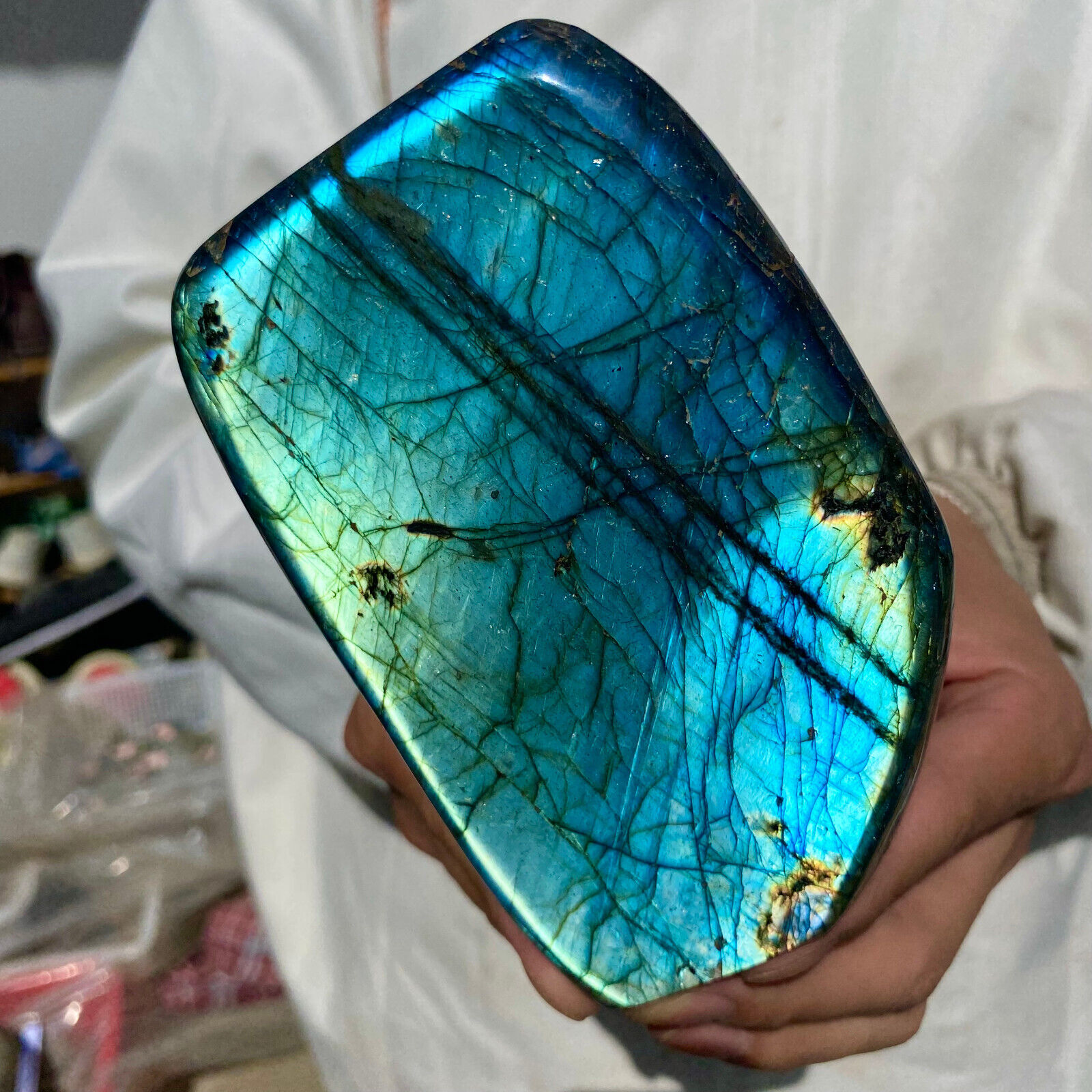 2.3lb Large Natural Labradorite Quartz Crystal Display Mineral Specimen Healing