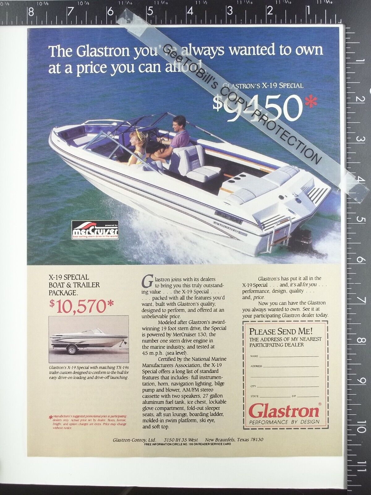 1987 ADVERTISING for Glastron X-19 boat ADVERTISEMENT