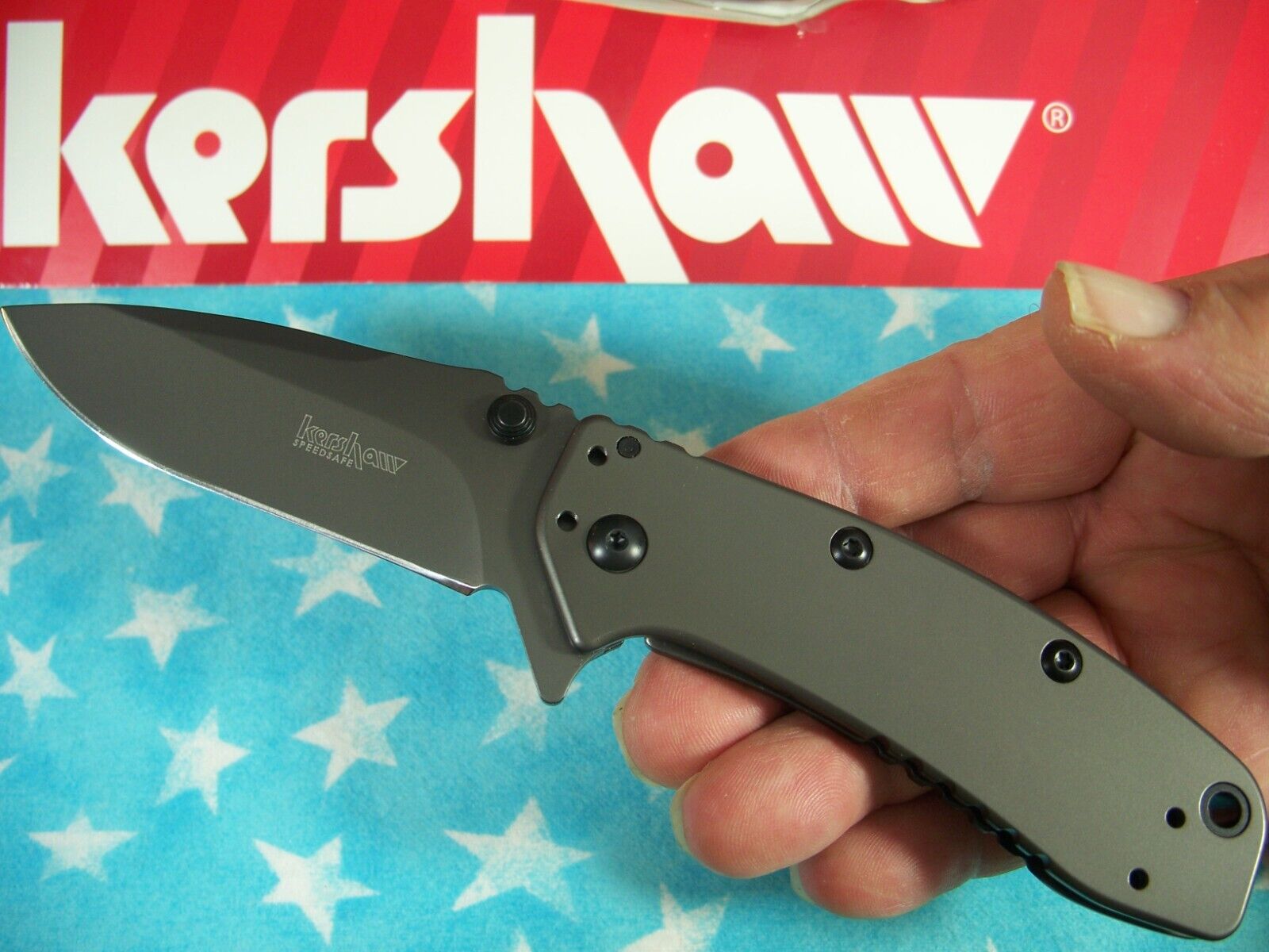 KERSHAW - Large CRYO II Hinderer Design 2 Spring Assisted FLIPPER Knife 1556Ti